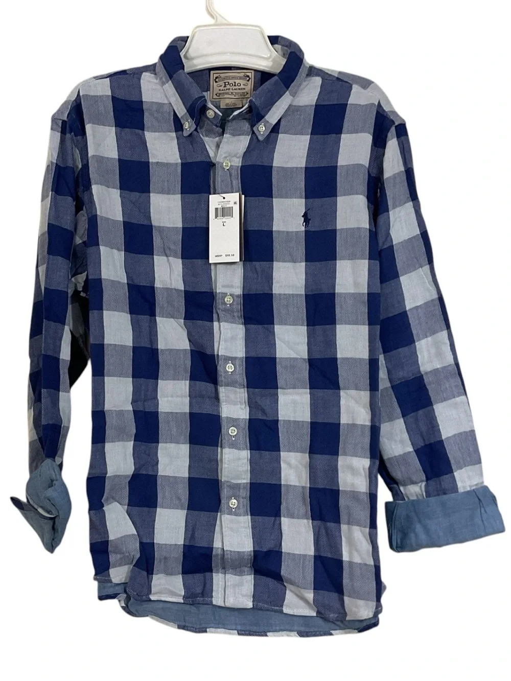 Polo Ralph Lauren RL Prepster Plaid Button Down Shirt Men’s Large NWT Untucked